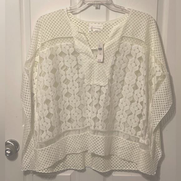 Anthropologie, Ivory & Yellow, Crochet & Mesh Poncho/ Topper, One Size - Picture 1 of 5